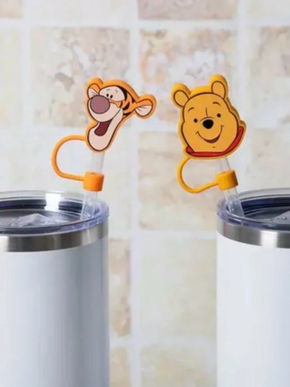 Disney Winnie the Pooh & Tigger straw toppers- Yellow and Orange
